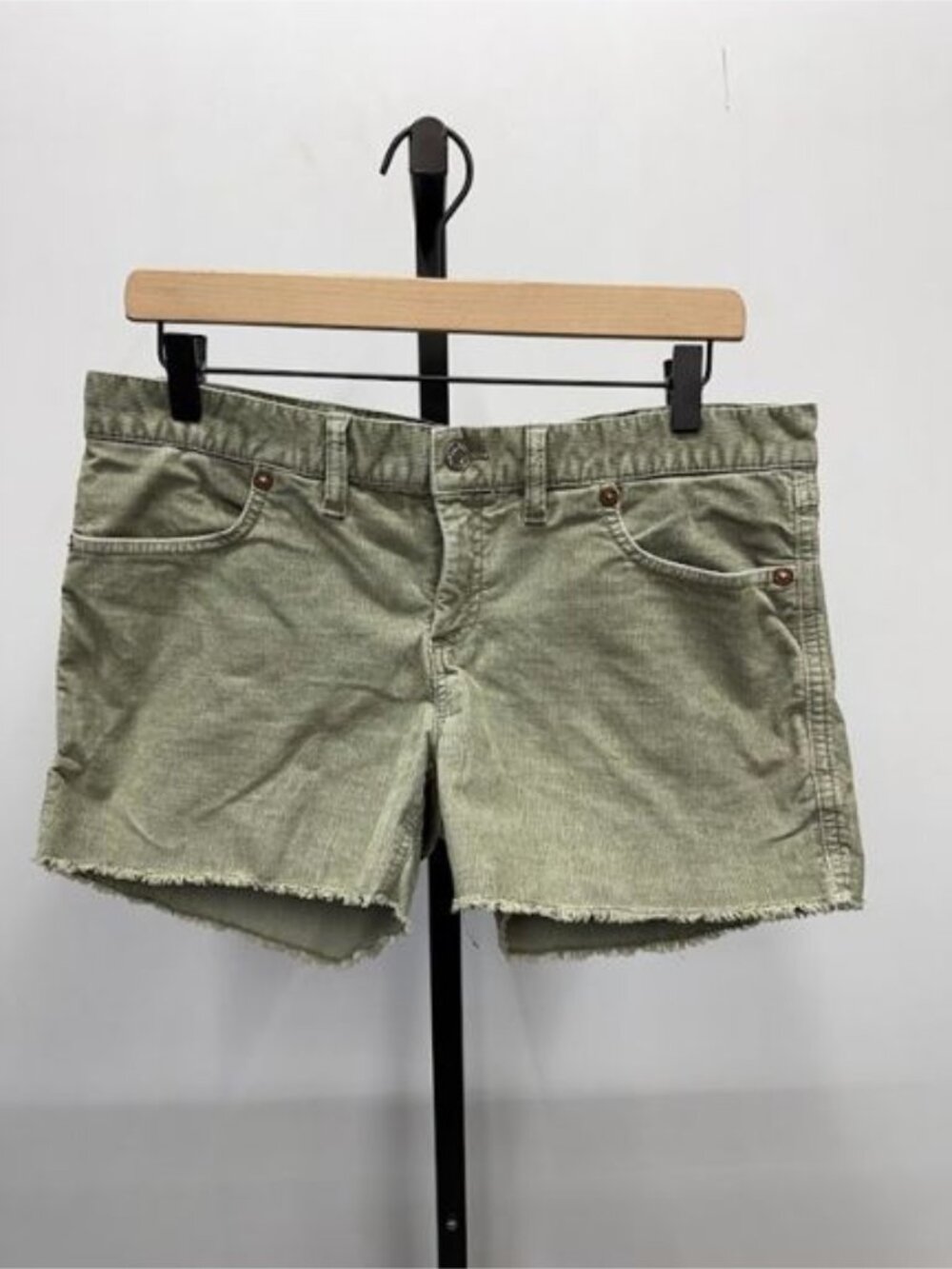 GAP Olive Green Corduroy Cut Off Raw Hem Shorts
